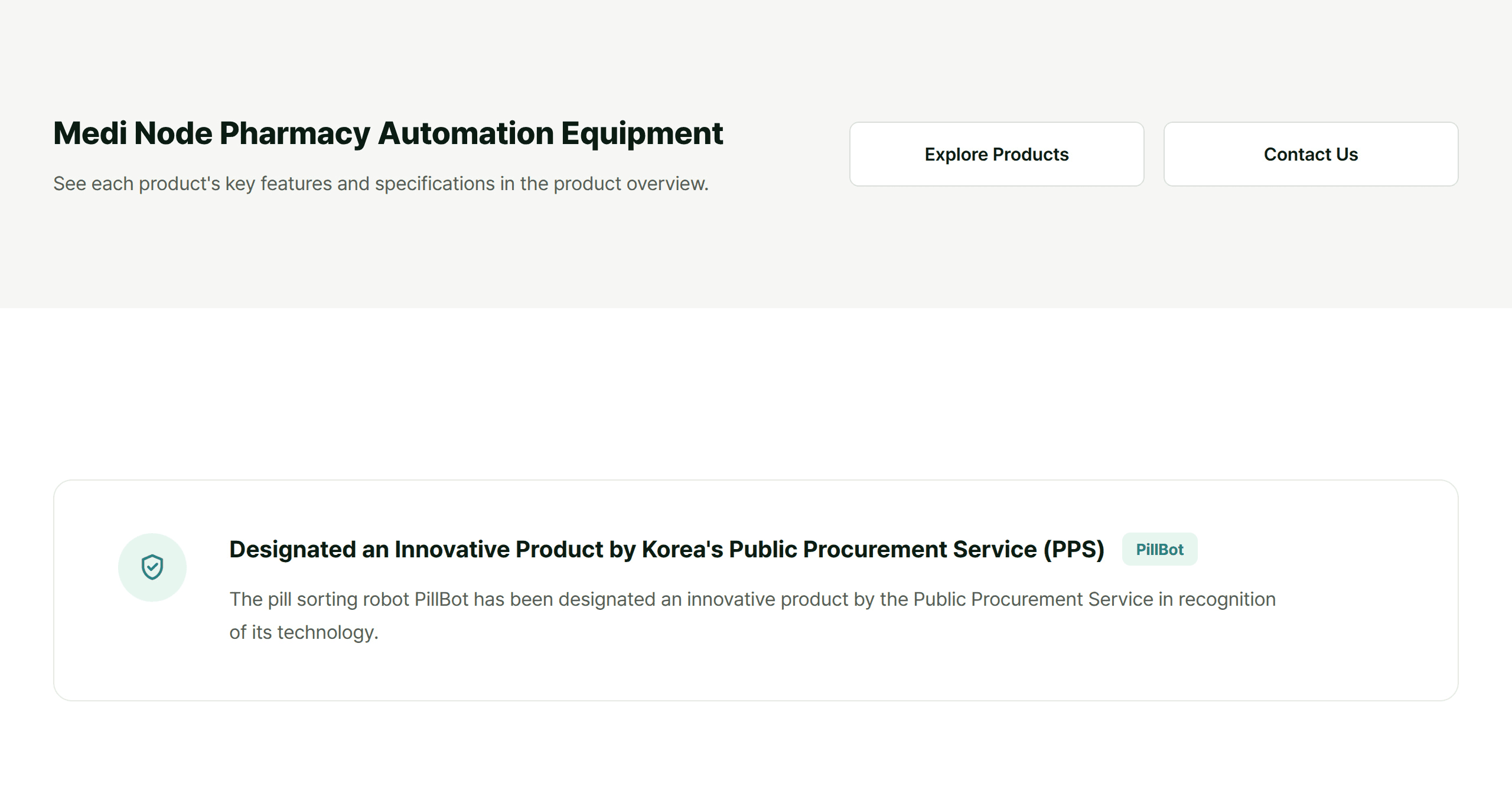 Medi Node pharmacy automation equipment, and PillBot designated an innovative product by Korea's Public Procurement Service